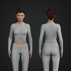 Ladies Mock Neck Ruched Front Tee Tech Pack