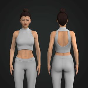 Ladies Mock Neckline Back Cut Out Crop Bra Tech Pack