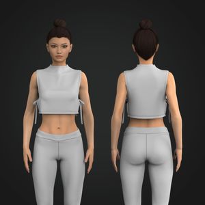 Ladies Mock Neckline Knotted Side Crop Tank Top Tech Pack