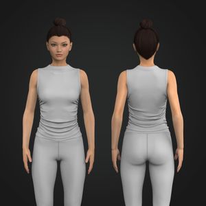 Ladies Mock Neckline Ruched Sides Fitted Tank Top Tech Pack