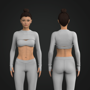 Ladies Mock Neckline Runner Sleeve Shrug Top Tech Pack