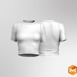 Ladies Modified Set In Sleeve Fitted Crop Top - 3D Garment