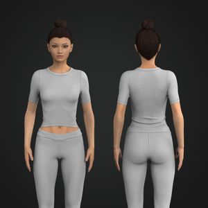 Ladies Modified Set In Sleeve Fitted Crop Top Tech Pack