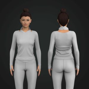 Ladies Neckline Cut Out Runner Sleeve Fitted Top Tech Pack