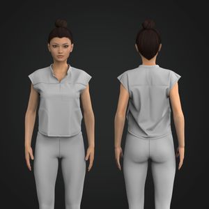 Ladies Notched Neckline Cap Sleeve Relaxed Scrub Top Tech Pack