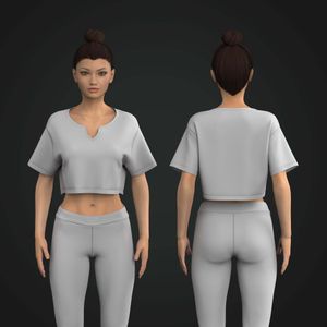 Ladies Notched Neckline Relaxed Drop Shoulder Tee Tech Pack