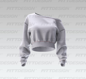 Ladies Off Shoulder Banded Hem Cropped Sweater Smart Mockup
