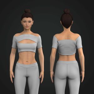 Ladies Off Shoulder Front Cut Out Crop Tee Tech Pack