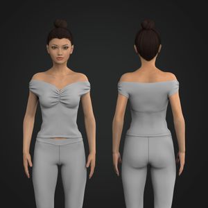 Ladies Off Shoulder Front Ruching Fitted Top Tech Pack