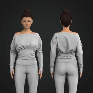 Ladies Off Shoulder Gathered Runner Sleeve Tee Tech Pack