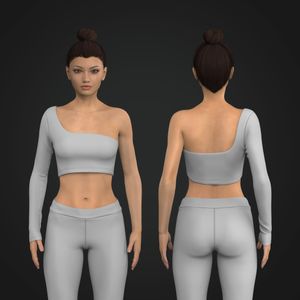 Ladies Off Shoulder Knuckle Length Sleeve Crop Top Tech Pack