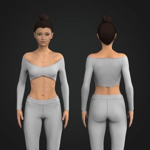 Ladies Off Shoulder Micro Long Sleeve Top Tech Pack
