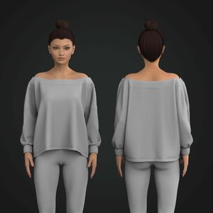Ladies Off Shoulder Oversized Sweater Tech Pack