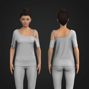 Ladies Off Shoulder Strappy Relaxed Tee Tech Pack