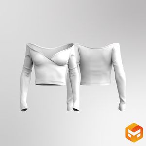 Ladies Off Shoulder Wrap Long Sleeve Top 3D Garment