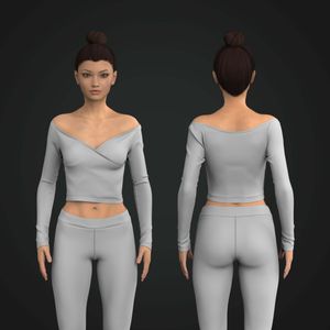 Ladies Off Shoulder Wrap Long Sleeve Top Tech Pack