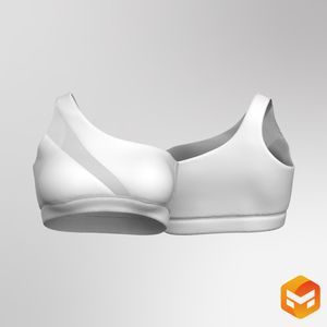 Ladies One Shoulder Asymmetric Front Opening Sports Bra - 3D Garment