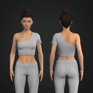 Ladies One Shoulder Short Sleeve Crop Tee Tech Pack