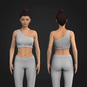 Ladies One Shoulder Side Cut Out Sports Bra