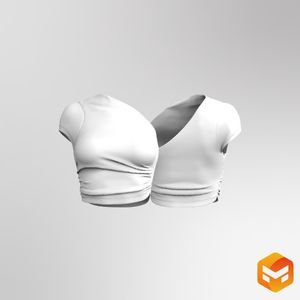Ladies One Shoulder Side Ruching Crop Top 3D Garment