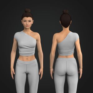 Ladies One Shoulder Side Ruching Crop Top Tech Pack