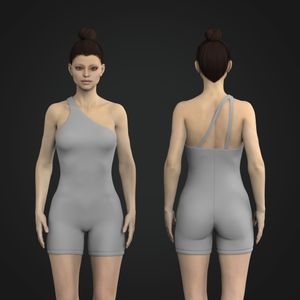 Ladies One Shoulder Strappy 5.00 Inch Inseam Bodysuit Tech Pack
