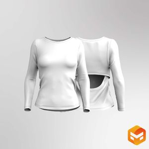 Ladies Open Back Relaxed Long Sleeve Tee 3D Garment