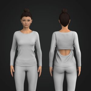 Ladies Open Back Relaxed Long Sleeve Tee Tech Pack