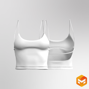 Ladies Open Back Rounded Neckline Crop Top - 3D Garment