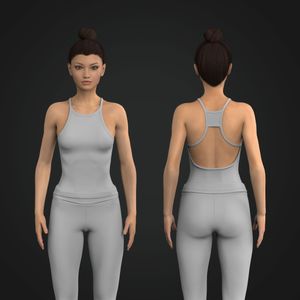 Ladies Open Back Strappy Fitted Tank Top Tech Pack