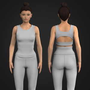 Ladies Oval Neckline Back Cut Out Fitted Tank Top Tech Pack