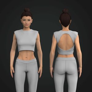 Ladies Overlapping Back Cut Out Crop Tank Top Tech Pack
