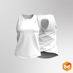Ladies Overlapping Back Cut Out Full Length Tank Top - 3D Garment