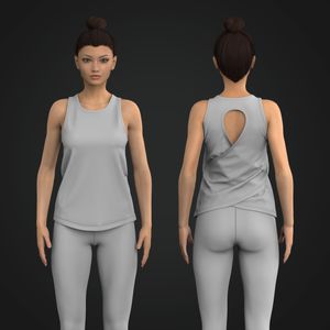 Ladies Overlapping Back Cut Out Full Length Tank Top Tech Pack