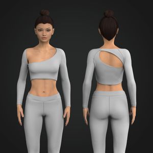 Ladies Overlapping Back Cut Out Long Sleeve Crop Top Tech Pack