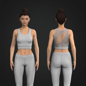 Ladies Overlapping Back Cut Out Mesh Sports Bra Tech Pack