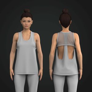 Ladies Overlapping Back Cut Out Mesh Tank Top Tech Pack