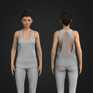 Ladies Overlapping Back Cut Out Relaxed Mesh Tank Top Tech Pack