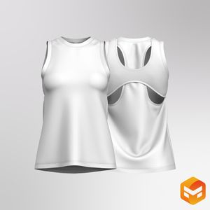 Ladies Overlapping Back Cut Out Relaxed Tank Top 3D Garment