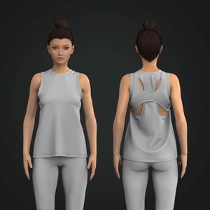 Ladies Overlapping Back Cut Out Relaxed Tank Top Tech Pack