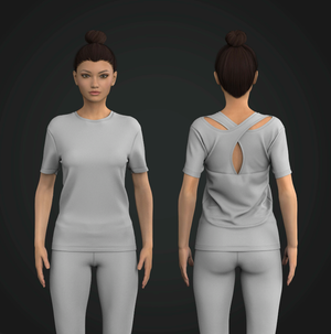 Ladies Overlapping Back Cut Out Short Sleeve Tee Tech Pack