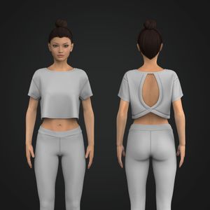 Ladies Overlapping Cut Out Back Set In Sleeve Crop Tee Tech Pack