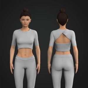 Ladies Overlapping Cut Out Back Short Sleeve Cropped Tee Tech Pack