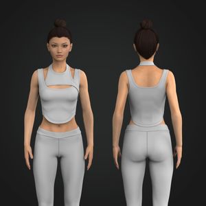 Ladies Overlapping Cut Out Scallop Bottom Tank Top Tech Pack