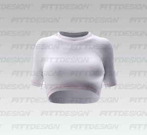Ladies Overlapping Cutout Back Short Sleeve Cropped Tee Smart Mockup