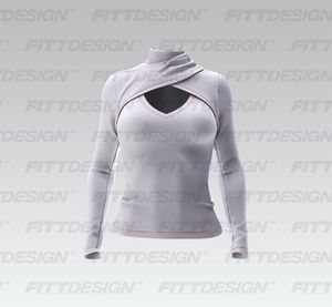 Ladies Overlapping Front Cut Out Long Sleeve Fitted Top Smart Mockup