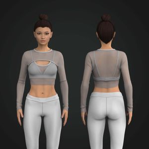 Ladies Overlapping Front Cut Out Long Sleeve Mesh Tee Tech Pack