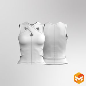 Ladies Overlapping Front Cut Out Ribbed Tank Top 3D Garment