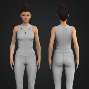 Ladies Overlapping Front Cut Out Ribbed Tank Top Tech Pack