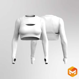 Ladies Overlapping Front Cut Out Runner Sleeve Crop Top 3D Garment